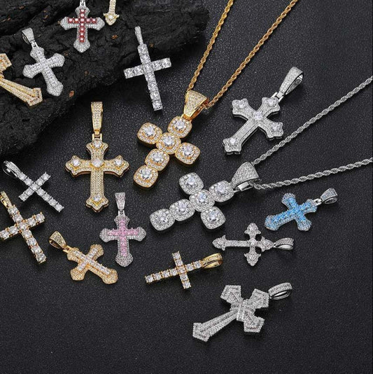 Iced Out Gold Cross Pendant Necklace