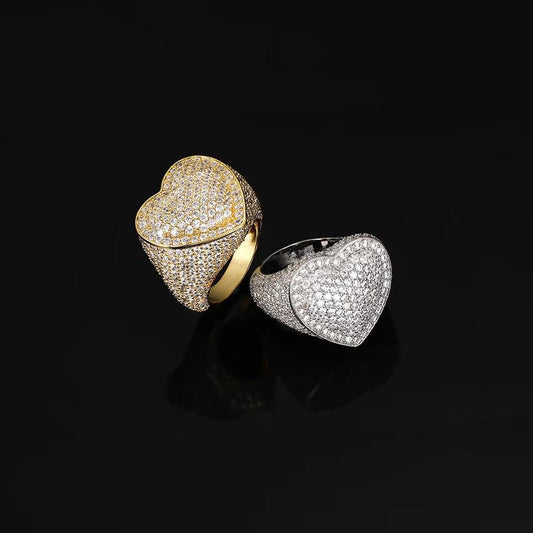 Iced Out Heart Ring 18K Gold Plated