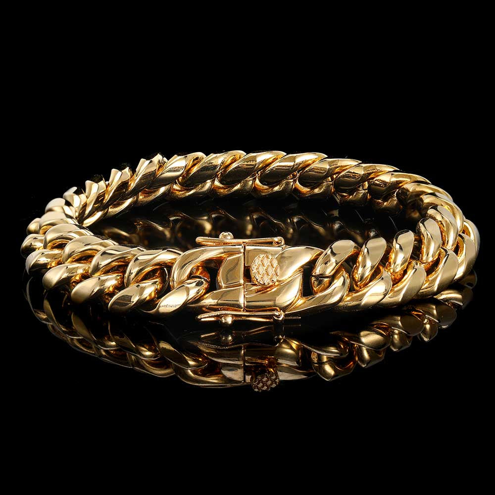 10mm Gold Plated Cuban Link Bracelet Unisex