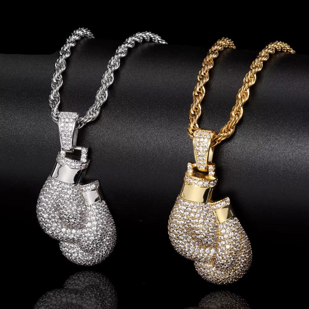 Iced Out Diamond Boxing Gloves Pendant