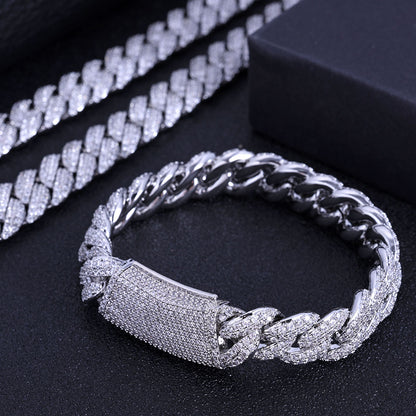 13mm Double Row Cuban Chain Bracelet