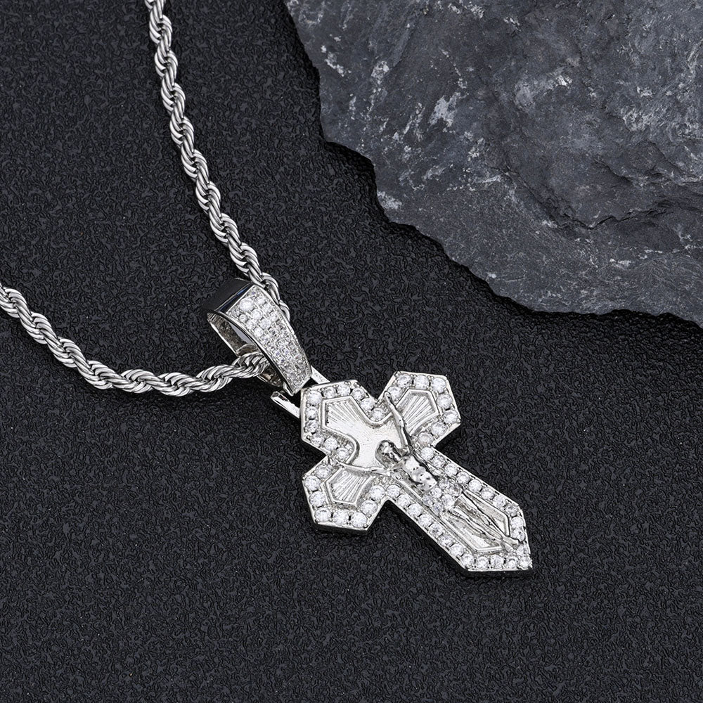 Iced Out CZ Jesus Cross Pendant