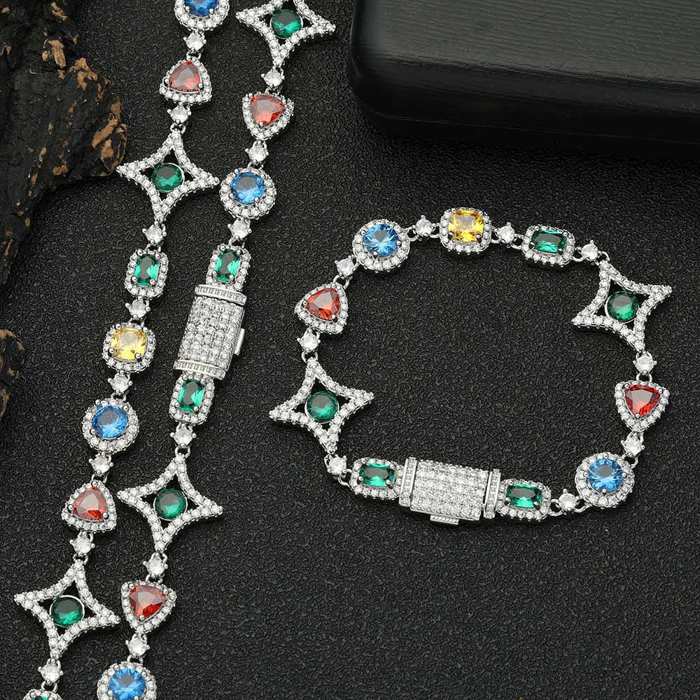 10mm Multicolor Star Iced Diamond Necklace