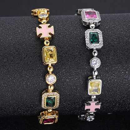 Iced Out Multi-Color CZ Tennis Bracelet