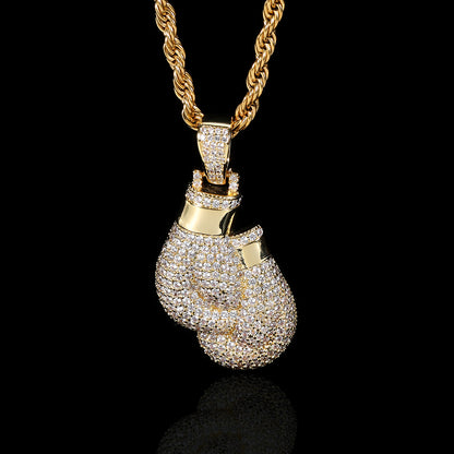 Iced Out Diamond Boxing Gloves Pendant