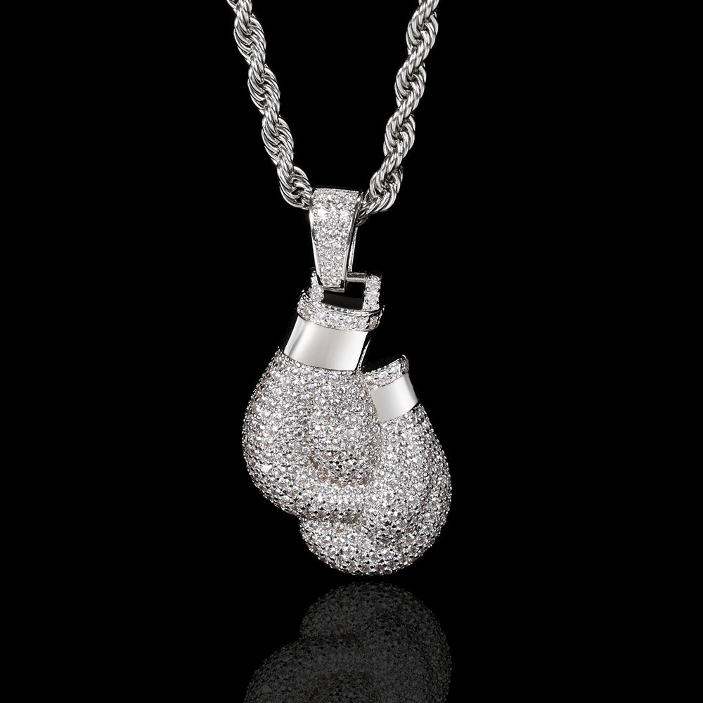 Iced Out Diamond Boxing Gloves Pendant