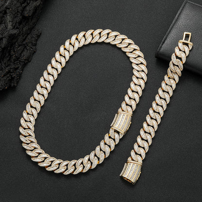 Iced Out 18K Gold Cuban Bracelet