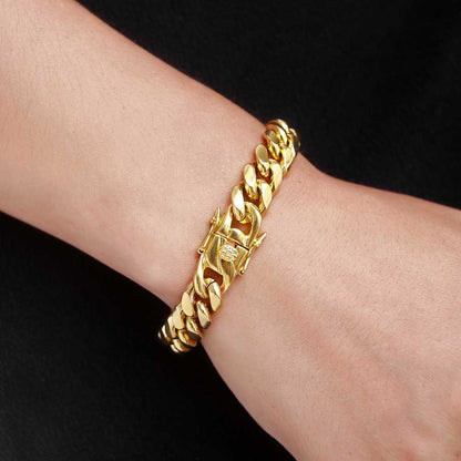 10mm Gold Plated Cuban Link Bracelet Unisex