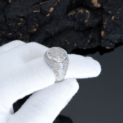 Shiny Iced Out Diamond Ring Silver & Gold Plated Brass with  CZ Stones