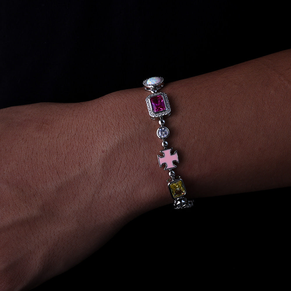 Iced Out Multi-Color CZ Tennis Bracelet