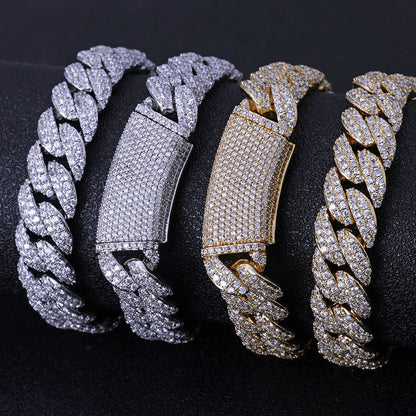 13mm Double Row Cuban Chain Bracelet