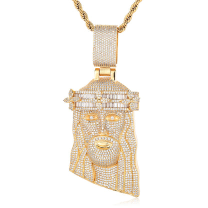 Gold Plated Jesus Head Pendant