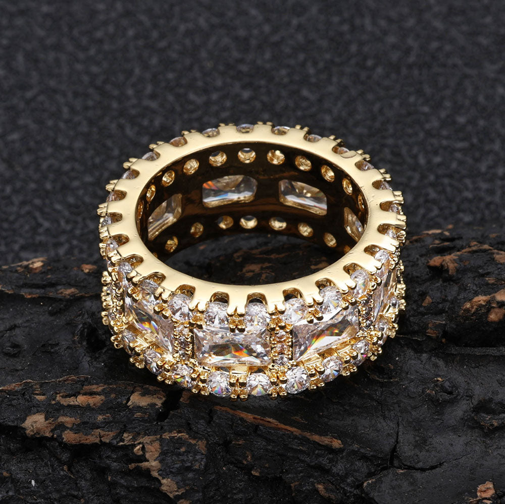 18K Gold Plated Baguette Diamond Ring with CZ Stones