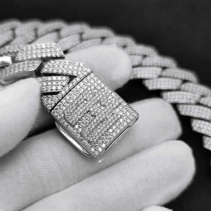 925 Sterling Silver VVS Diamond Cuban Necklace