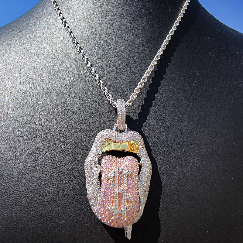 Iced Out Dollar Sign Pendant with Zircon