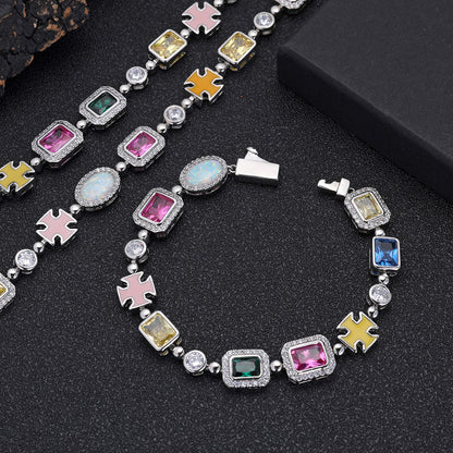 Iced Out Multi-Color CZ Tennis Bracelet