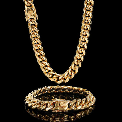 10mm Gold Plated Cuban Link Bracelet Unisex