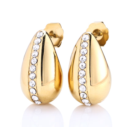 Gold Plated Zircon Water Drop Stud Earrings