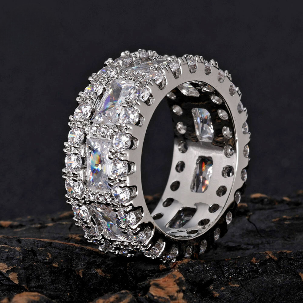 18K Gold Plated Baguette Diamond Ring with CZ Stones