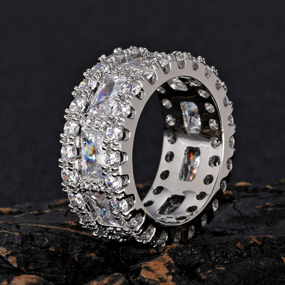 18K Gold Plated Baguette Diamond Ring with CZ Stones