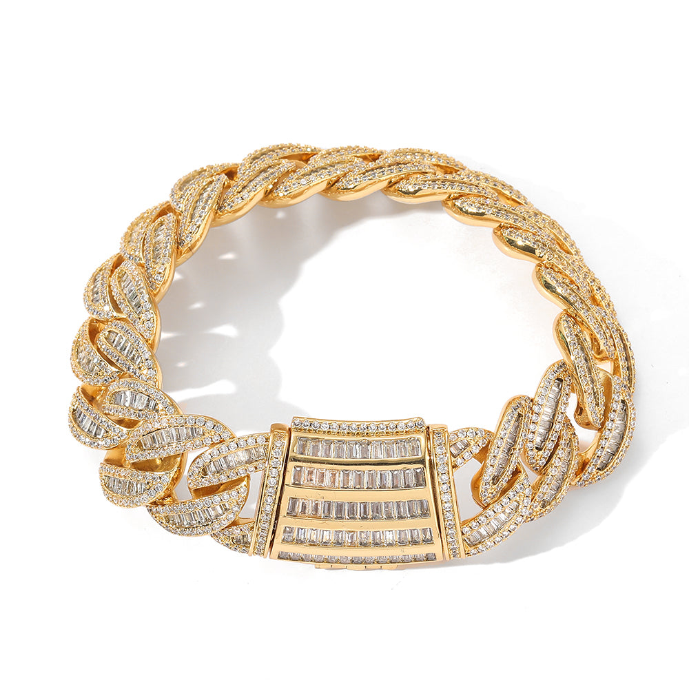 Iced Out 18K Gold Cuban Bracelet