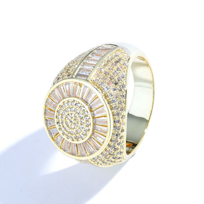 Shiny Iced Out Diamond Ring Silver & Gold Plated Brass with  CZ Stones