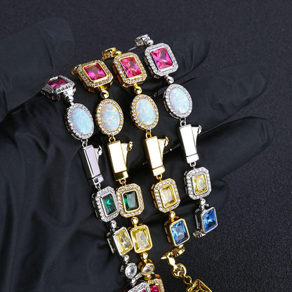 18K Gold Multi-Color Opal Zircon Necklace