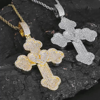 925 Silver Heart Cross Pendant VVS Moissanite Iced Out Hip Hop Necklace