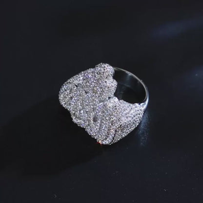 925 Sterling Silver Iced Out Moissanite Diamond Ring