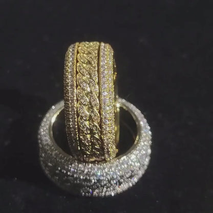 Iced Out Spinner Cuban Ring